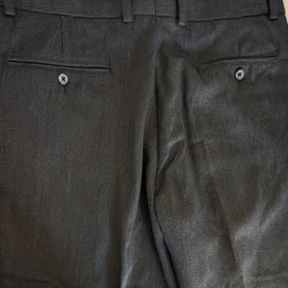 Grant Thomas Men's Black Wool Twill Flat Front Straight Leg Dress Pants 36x30